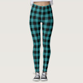 Blauw en zwart geruit leggings (Voorkant)