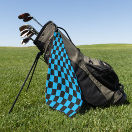 Blauw en zwart geruit motief golfhanddoek