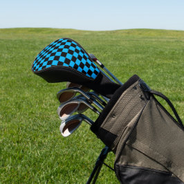 Blauw en zwart geruit motief golfheadcover