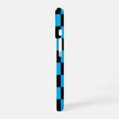 Blauw en zwart geruit motief iPhone 16 hoesje (Linkerkant)