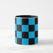 Blauw en zwart geruit motief mok (Midden)