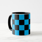 Blauw en zwart geruit motief mok (Voorkant links)