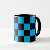 Blauw en zwart geruit motief mok (Voorkant rechts)