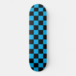Blauw en zwart geruit motief persoonlijk skateboard