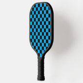 Blauw en zwart geruit motief pickleball paddle (Links)