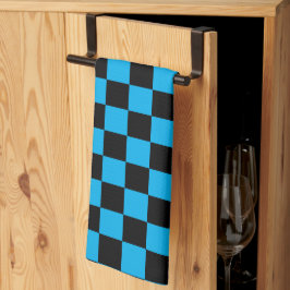 Blauw en zwart geruit motief theedoek