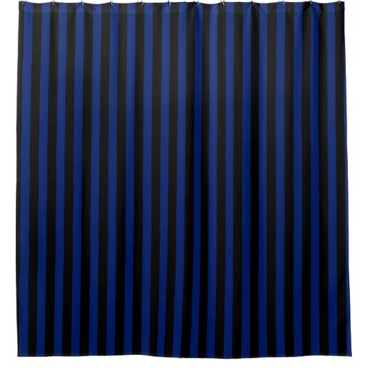 Blauw en zwart gestreept als snoep douchegordijn (Voorkant)