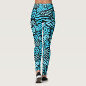 Blauw en zwart girly dierenprint harten horloge leggings (Achterkant)