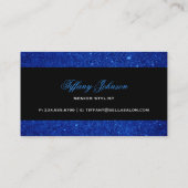 Blauw en zwart Glam Faux Glitter Visitekaartje (Achterkant)