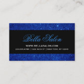 Blauw en zwart Glam Faux Glitter Visitekaartje (Voorkant)