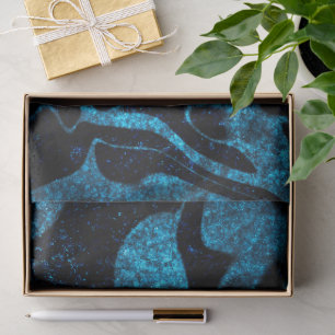 Blauw en zwart glitter golvend patroon tissuepapier