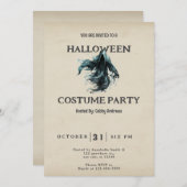 Blauw en zwart Grim Reaper  Halloween Kaart (Voorkant / Achterkant)