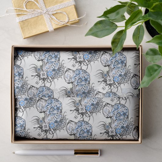 Blauw en zwart Groot Dane Tissuepapier  (Geschenk)