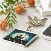 Blauw en zwart Halloween Sleutelhanger (Zijkant)