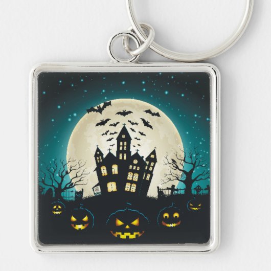 Blauw en zwart Halloween Sleutelhanger (Voorkant)
