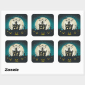 Blauw en zwart Halloween Vierkante Sticker (Vel)
