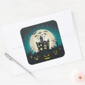 Blauw en zwart Halloween Vierkante Sticker (Envelop)