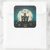 Blauw en zwart Halloween Vierkante Sticker (Tas)