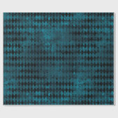 blauw en zwart Harlequin Patroon Cadeaupapier (Vlak)