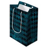 blauw en zwart Harlequin Patroon Medium Cadeauzakje (Voorkant Gekanteld)