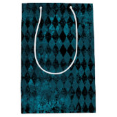 blauw en zwart Harlequin Patroon Medium Cadeauzakje (Voorkant)