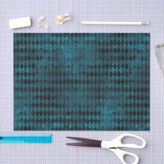 blauw en zwart Harlequin Patroon Tissuepapier (Craft)