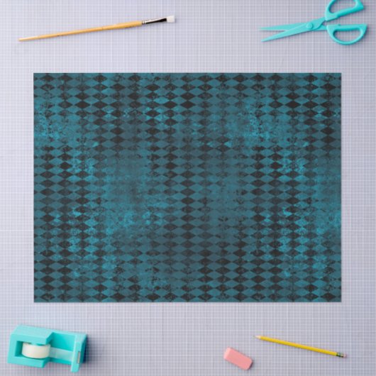 blauw en zwart Harlequin - Verticaal patroon Tissuepapier (Craft)