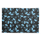 Blauw en Zwart Herhalend Motief | Schedelpatroon Kussensloop (Achterkant)