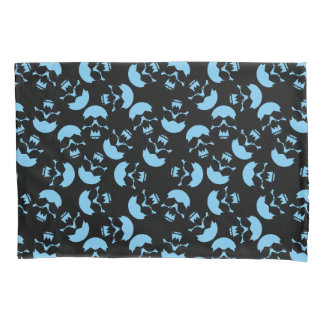 Blauw en Zwart Herhalend Motief | Schedelpatroon Kussensloop