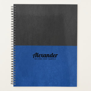 Blauw en zwart kunstleder, gesplitst scherm planner