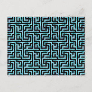 Blauw en zwart labyrint briefkaart