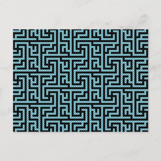 Blauw en zwart labyrint briefkaart (Voorkant)