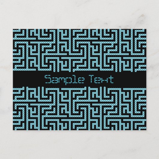Blauw en zwart labyrint briefkaart (Voorkant)