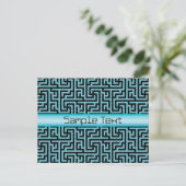 Blauw en zwart labyrint briefkaart (Staand voorkant)