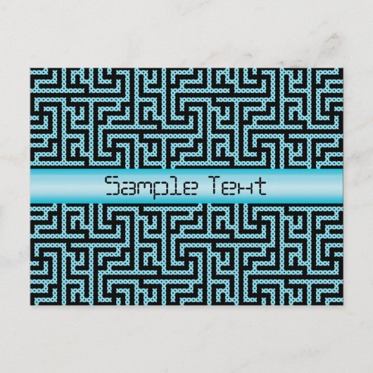 Blauw en zwart labyrint briefkaart (Voorkant)