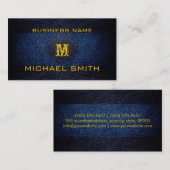 Blauw en zwart leder visitekaartje (Voorkant / Achterkant)