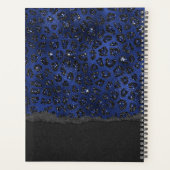 Blauw en zwart luipaardpatroon gepersonaliseerd planner (Achterkant)