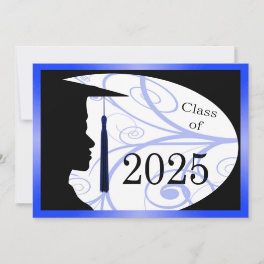 Blauw en zwart Man Silhouette 2025 Kaart (Voorkant)
