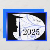 Blauw en zwart Man Silhouette 2025 Kaart (Voorkant / Achterkant)