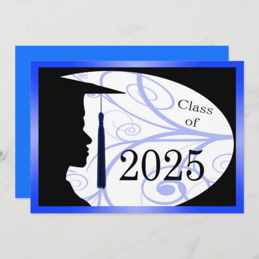 Blauw en zwart Man Silhouette 2025 Kaart (Voorkant / Achterkant)