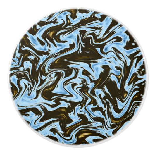 blauw en zwart marmer-effect, keramische knop (Voorkant)