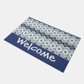 Blauw en Zwart Met Blauwgroen Deurmat (Schuin)