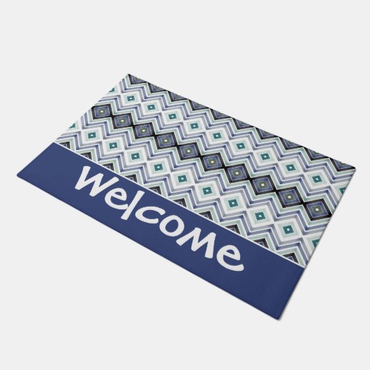 Blauw en Zwart Met Blauwgroen Deurmat (Schuin)