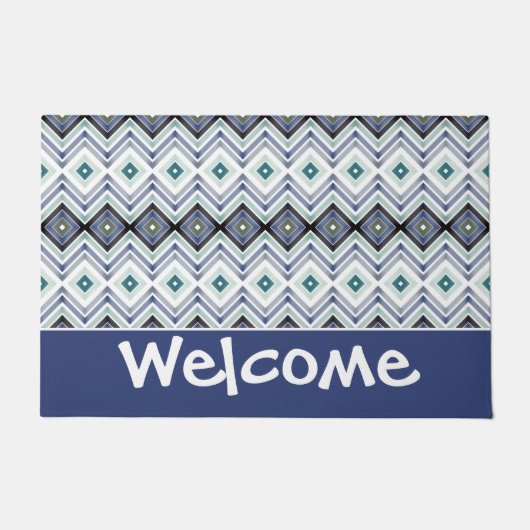 Blauw en Zwart Met Blauwgroen Deurmat (Voorkant)
