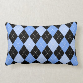 Blauw en zwart, modern argyle-patroon kussen