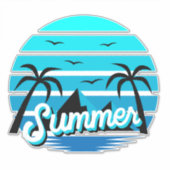 Blauw en zwart modern zomerontwerp sticker (Voorkant)