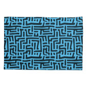 Blauw en zwart motief | Geometrisch doolhofpatroon Kussensloop (Achterkant)