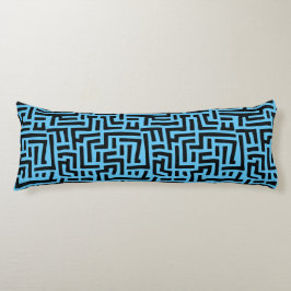 Blauw en zwart motief | Geometrisch doolhofpatroon Lichaamskussen