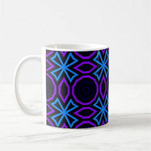 Blauw en zwart naadloos patroon met eenvoudige geo koffiemok