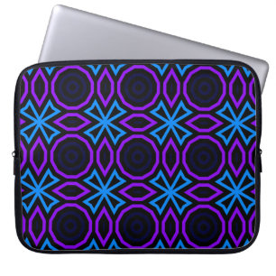 Blauw en zwart naadloos patroon met eenvoudige geo laptop sleeve